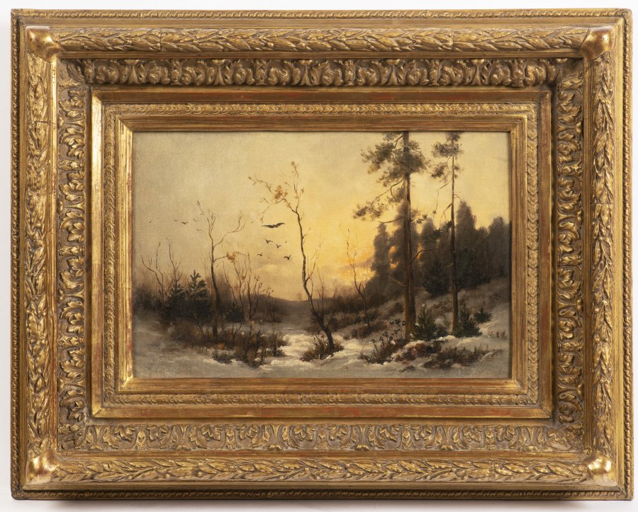 FOREST LANDSCAPE WITH AVIFAUNA IN WINTER