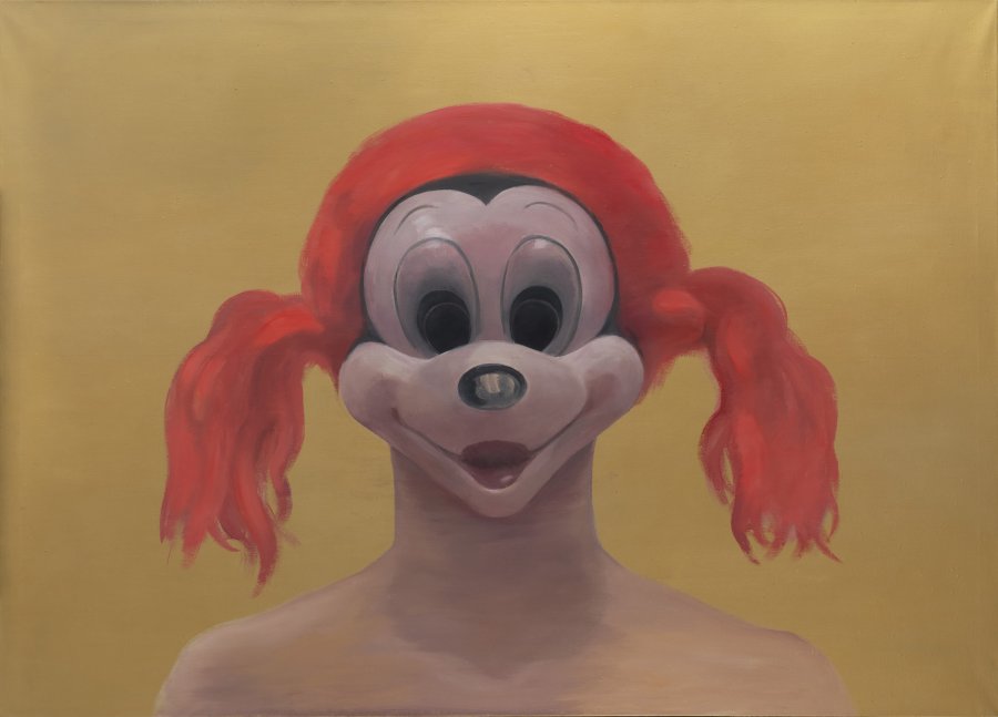 SELF-PORTRAIT IN MICKEY MOUSE MASK WITH A PIPPI LONGSTOCKING WIG