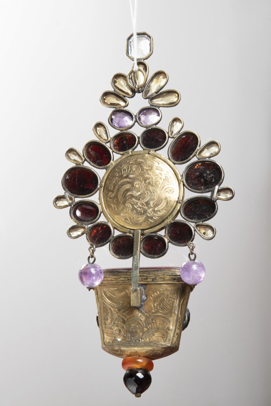 HOLY WATER FONT WITH SEMI-PRECIOUS STONES