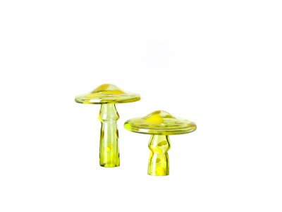 Free-form Sculptures of Bright Yellow Toadstools