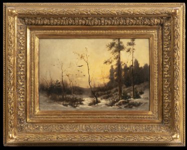 FOREST LANDSCAPE WITH AVIFAUNA IN WINTER