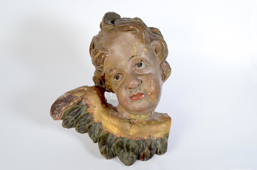 HEAD OF AN ANGEL WITH GREEN WING