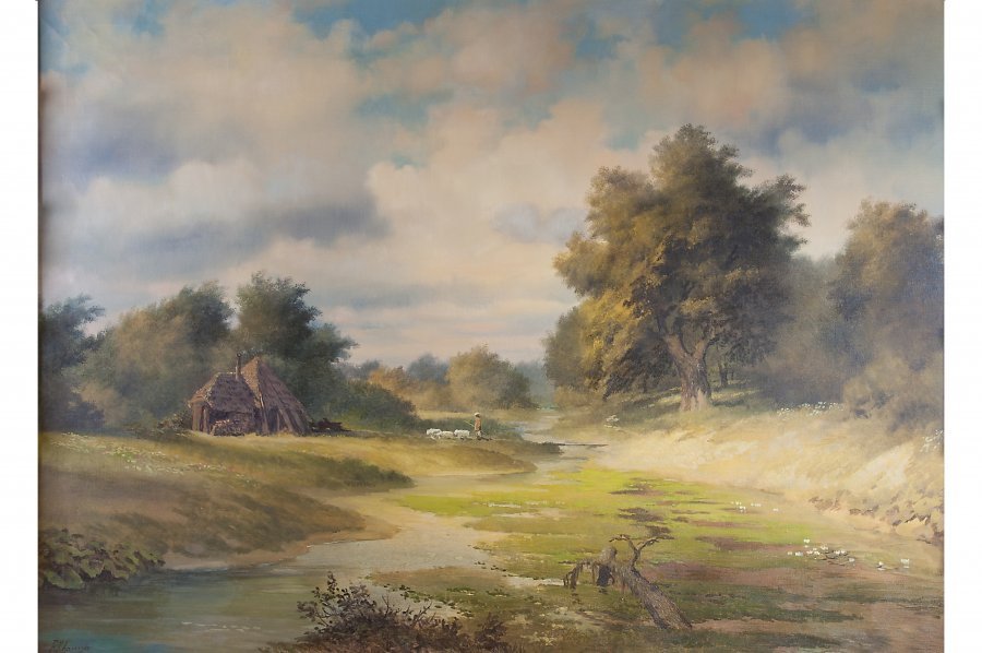 RIVER LANDSCAPE WITH SHEPHERD