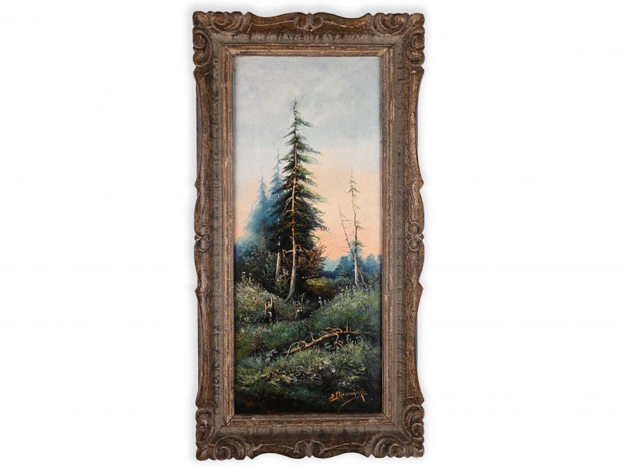 PAIR PAINTINGS OF THE FOREST