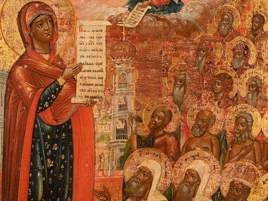 ICON OF THEOKOTOS WITH A CHOIR