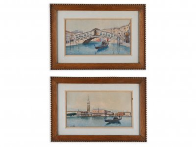 PAIR DRAWINGS OF VENICE