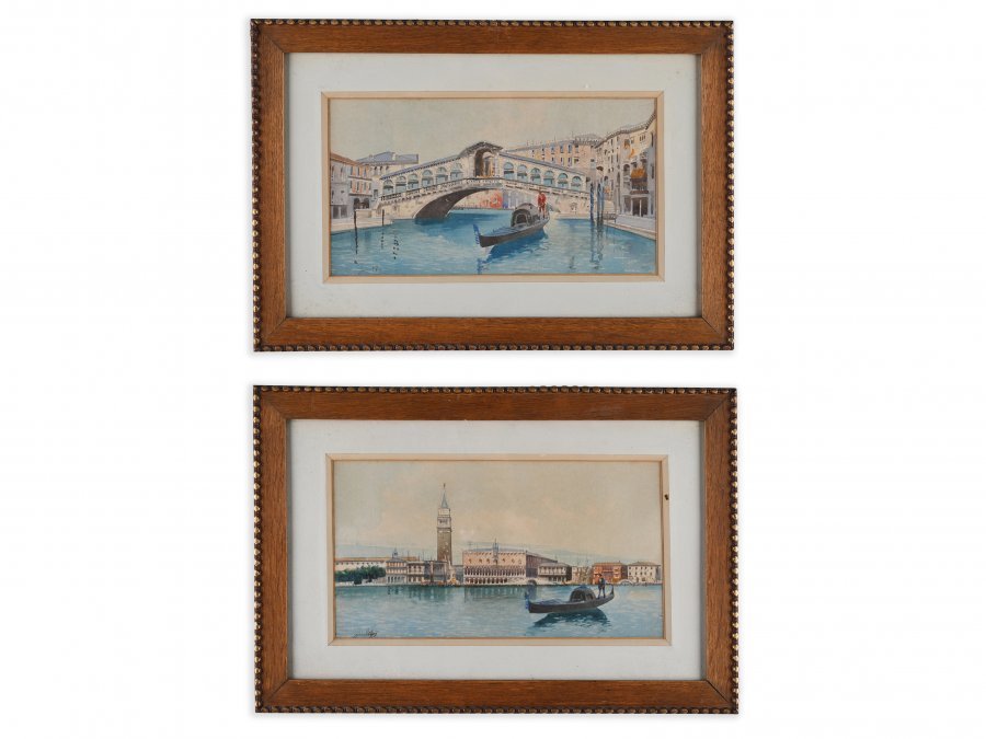 PAIR DRAWINGS OF VENICE