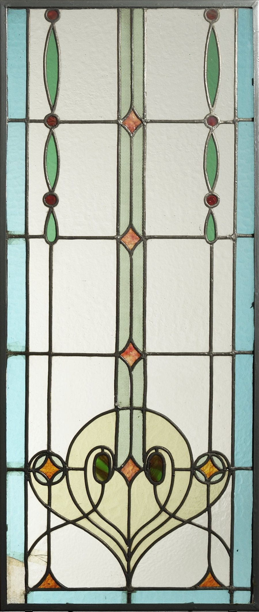 AN ART NOUVEAU STAINED GLASS PANEL