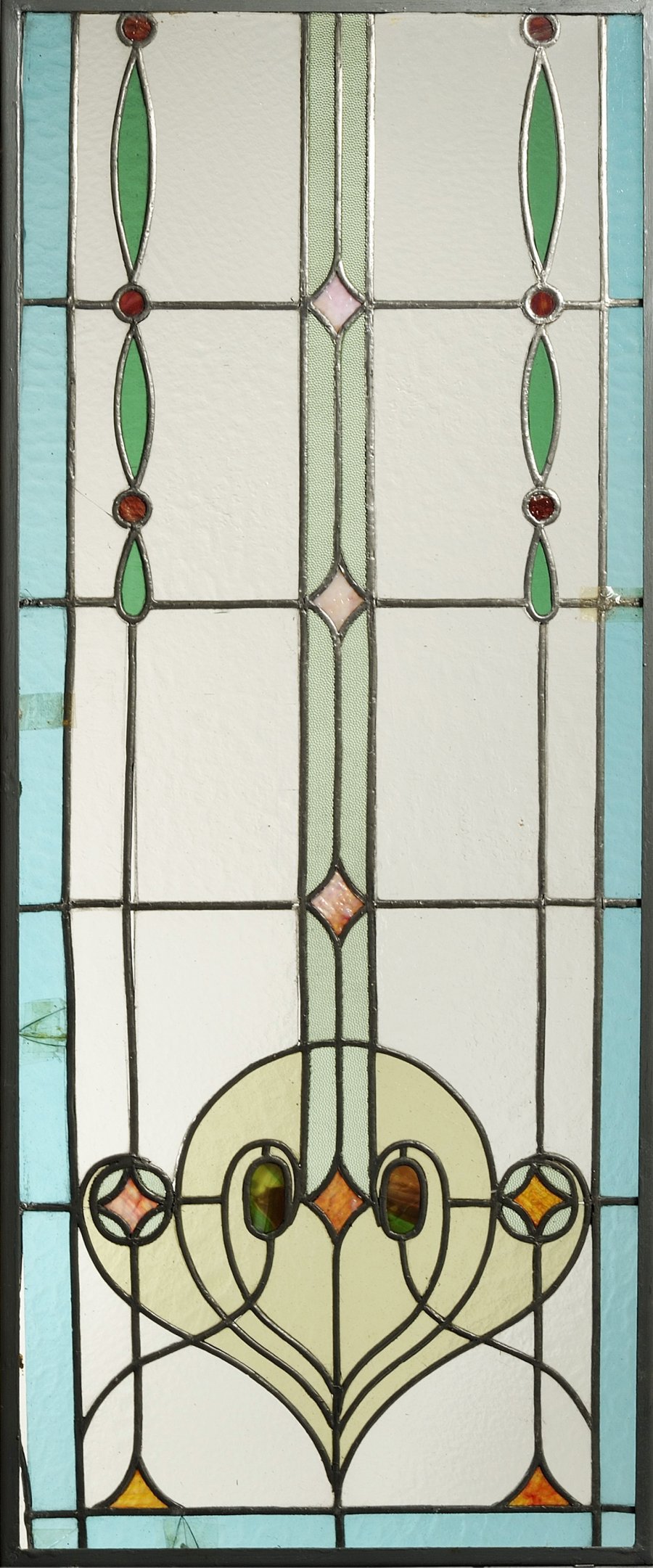 AN ART NOUVEAU STAINED GLASS PANEL