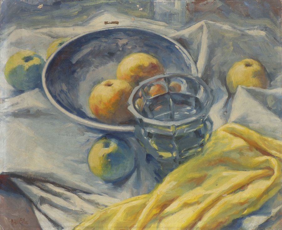 STILL LIFE WITH A VASE AND APPLES