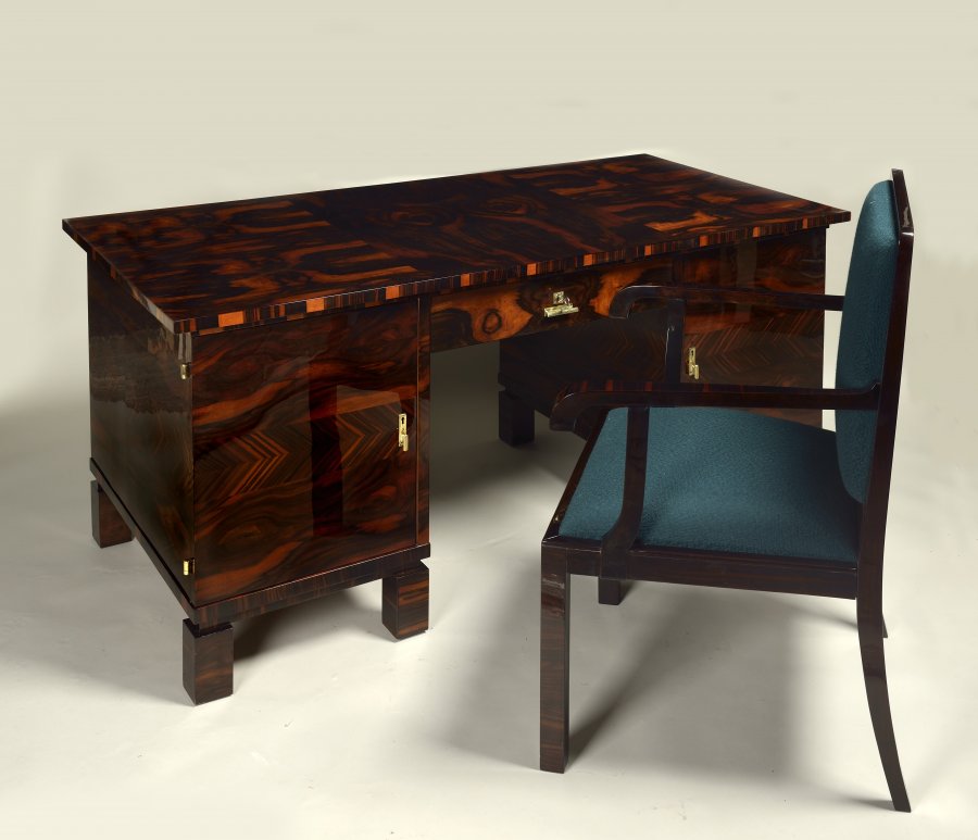 AN ART DECO DESK AND CHAIR