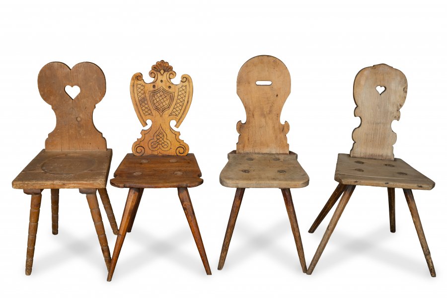 FOUR FOLK CHAIRS