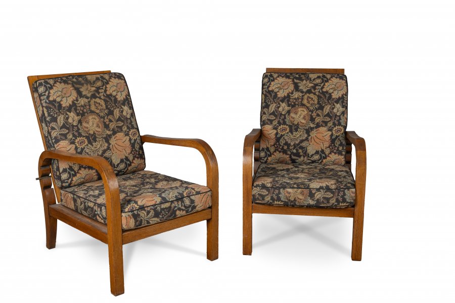 TWO ADJUSTABLE ARMCHAIRS