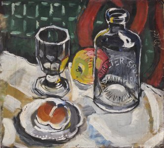 STILL LIFE WITH A GLASS AND BOTTLE