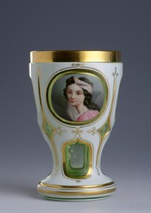 Glass Cup with Portraits of Girls