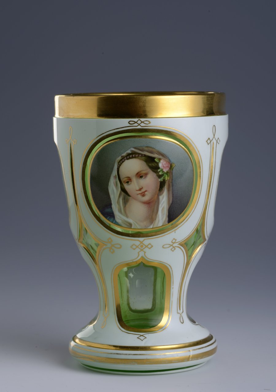 Glass Cup with Portraits of Girls