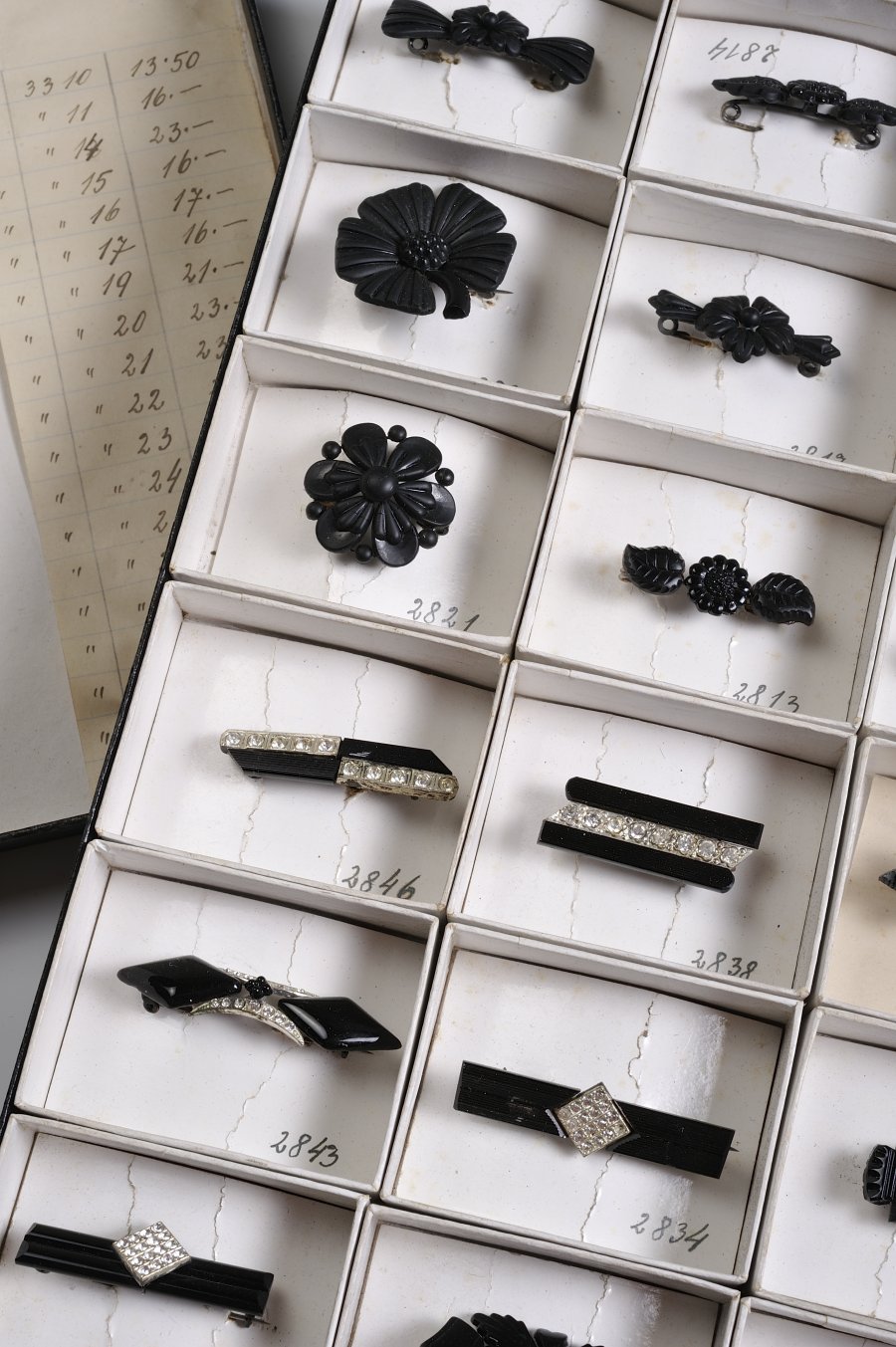 A COLLECTION OF BLACK COSTUME JEWELERY