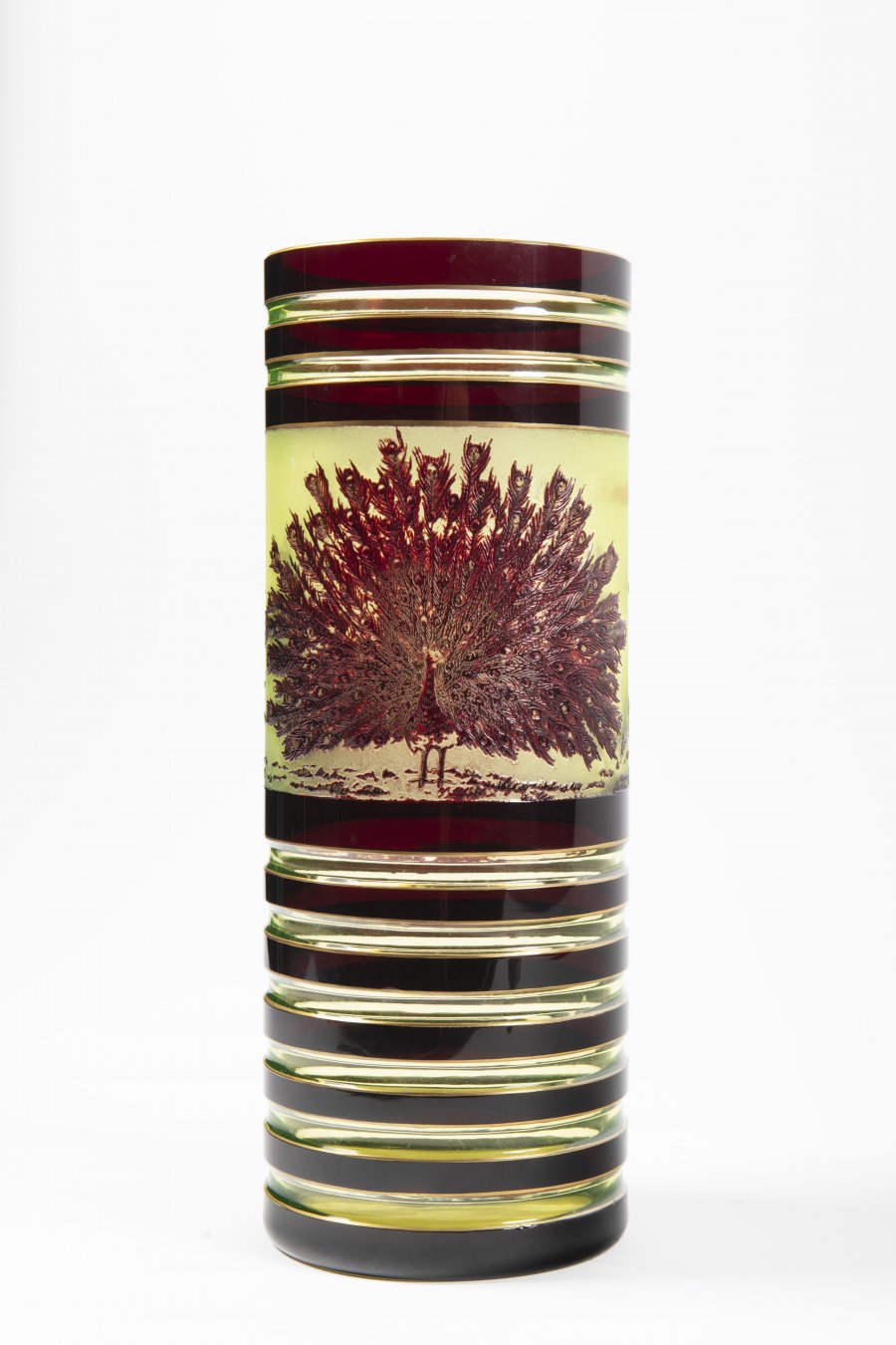 VASE MOSER WITH PEACOCKS