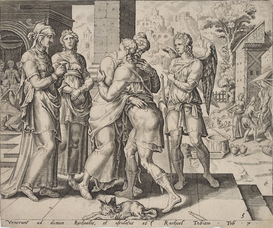 A GROUP OF FOUR PRINTS OF ANCIENT SCENES (TOBIAS, DANIEL)