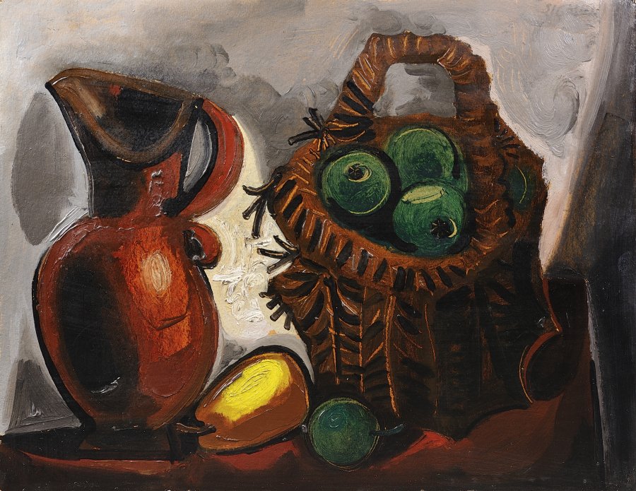 STILL LIFE WITH A PITCHER AND FRUIT BASKET