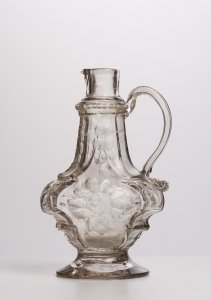 A CUT GLASS OIL OR VINEGAR CRUET