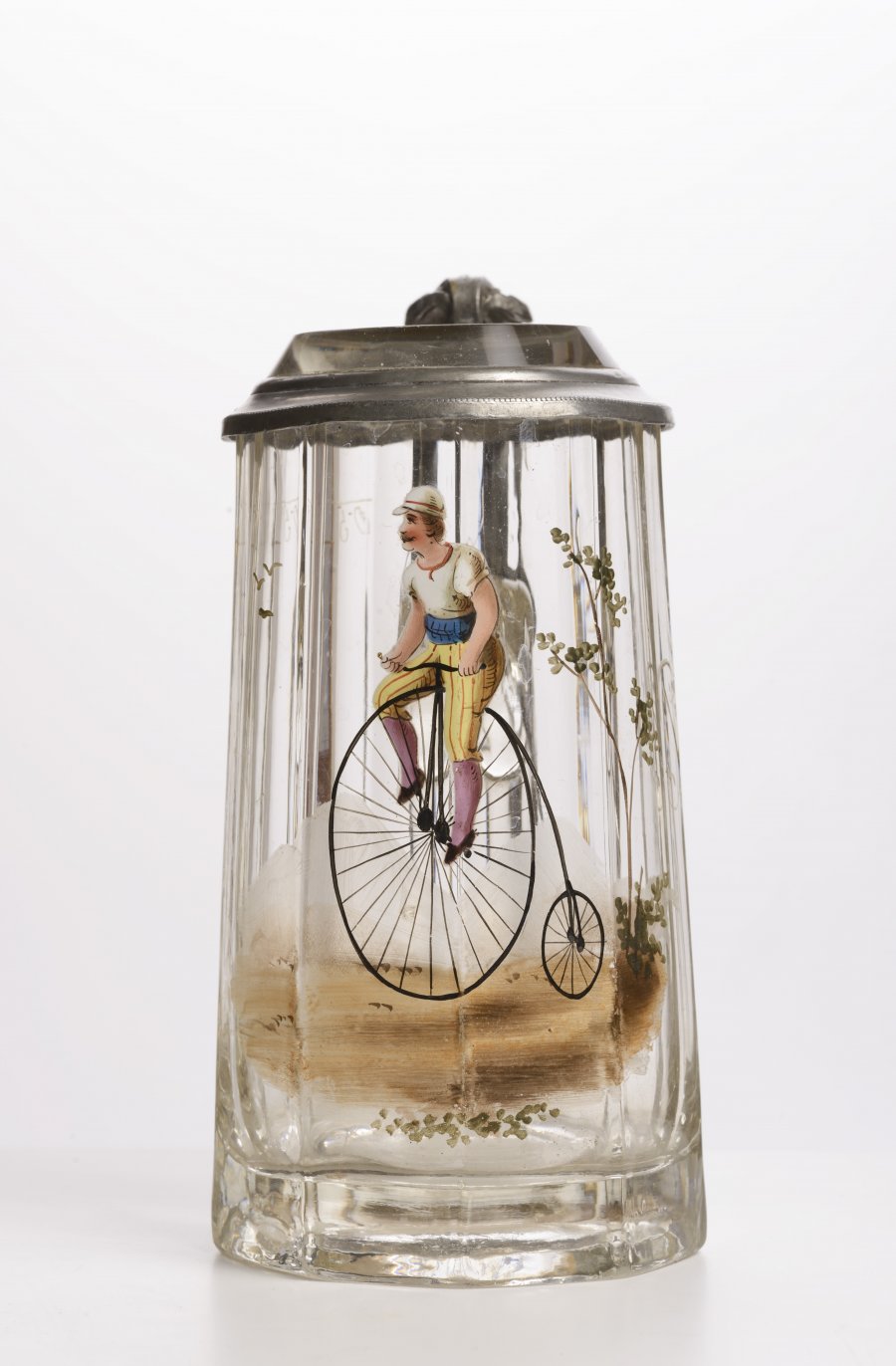 A STEIN WITH A MOTIF OF A CYCLIST