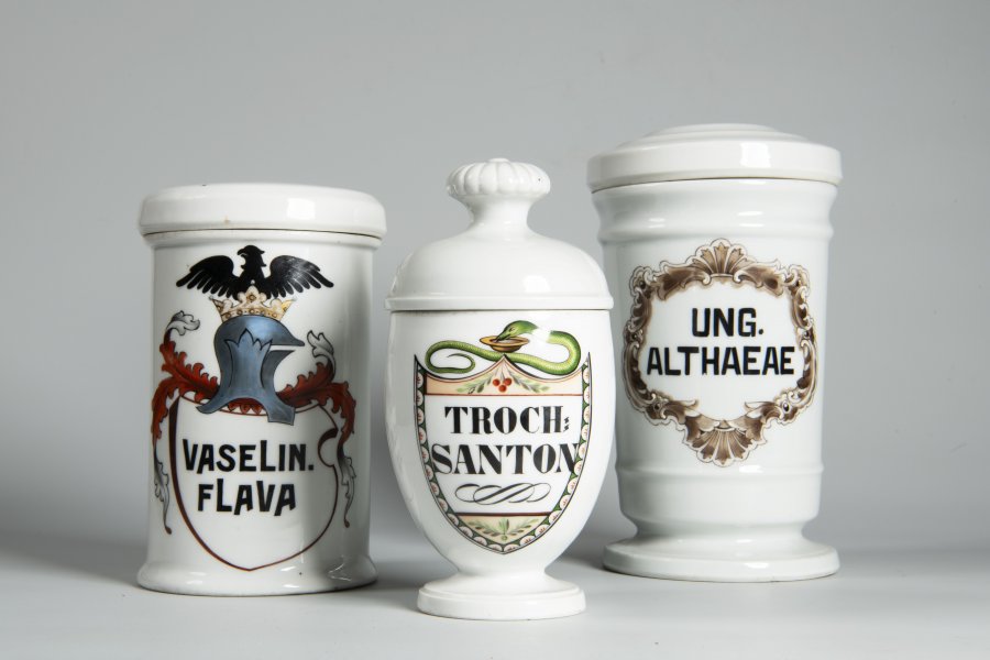 THREE APOTHECARY JARS