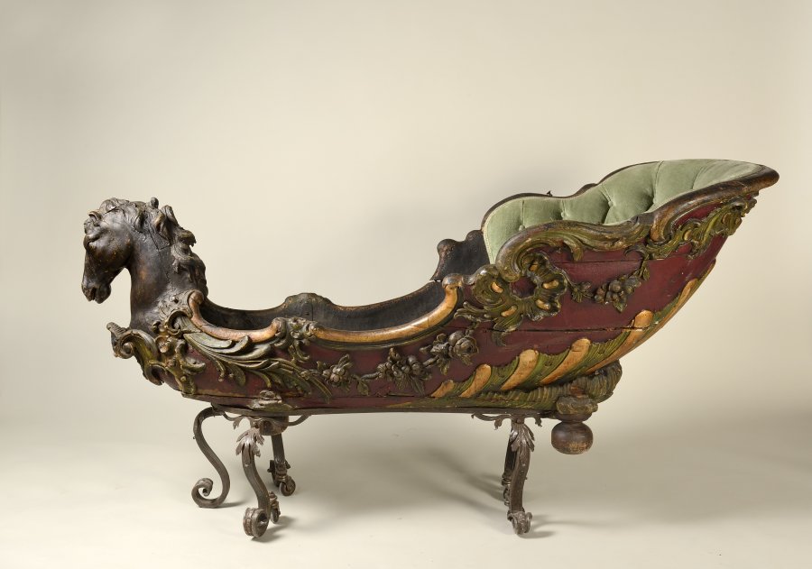Baroque Child's Sled with the Head of a Horse 