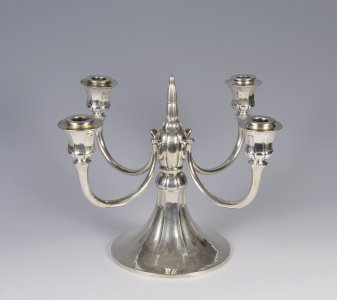 Four-arm silver candelabra