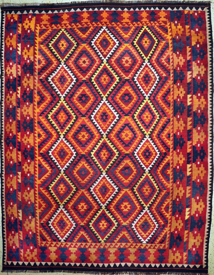 LARGE KELIM CARPET FROM CENTRAL ASIA