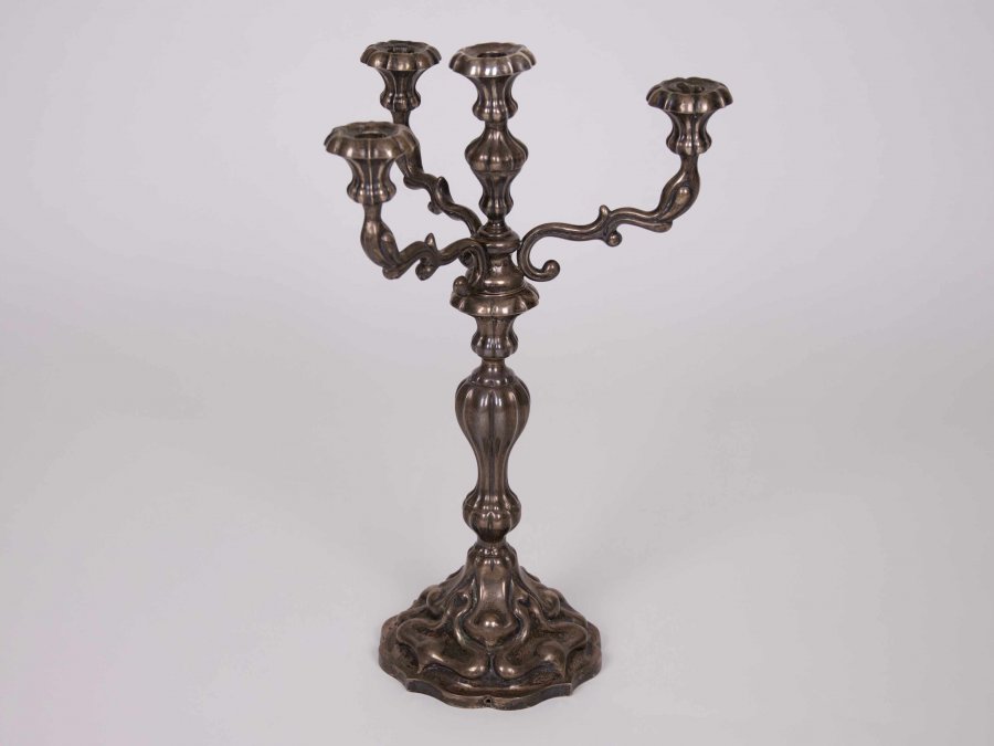 SILVER FOUR-BRANCH CANDELABRUM