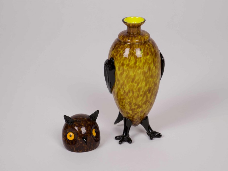 OWL SHAPED LOETZ VASE