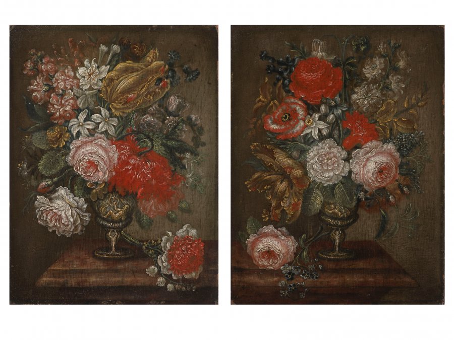 PAIRED FLORAL STILL LIFES